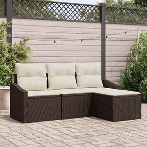 Poly Rattan Sofa Set, 4-teilig, Braun