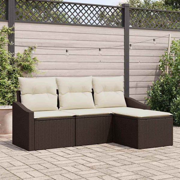 Poly Rattan Sofa Set, 4-teilig, Braun