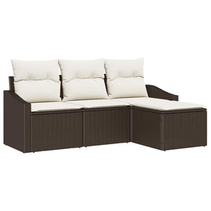 Poly Rattan Sofa Set, 4-teilig, Braun