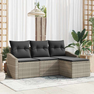 Poly Rattan Sofa Set Hellgrau 4-teilig