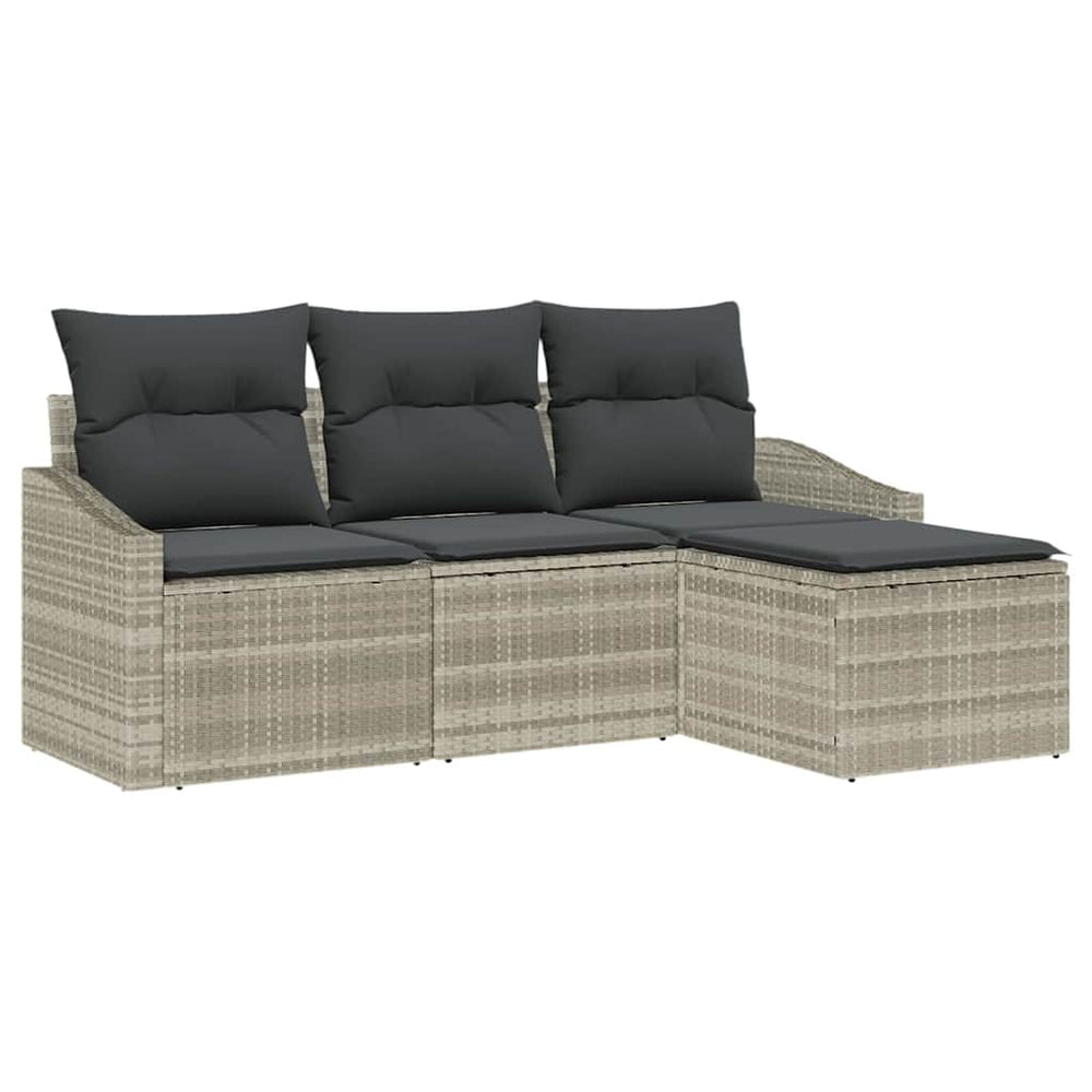 Poly Rattan Sofa Set Hellgrau 4-teilig