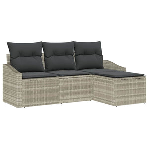 Poly Rattan Sofa Set Hellgrau 4-teilig