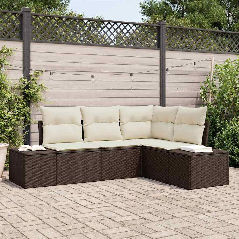 Gartensofa Set 4-teilig Braun Rattan