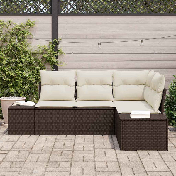 Gartensofa Set 4-teilig Braun Rattan