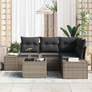 vidaXL Salon de jardin 5 pcs Gris Résine tressée