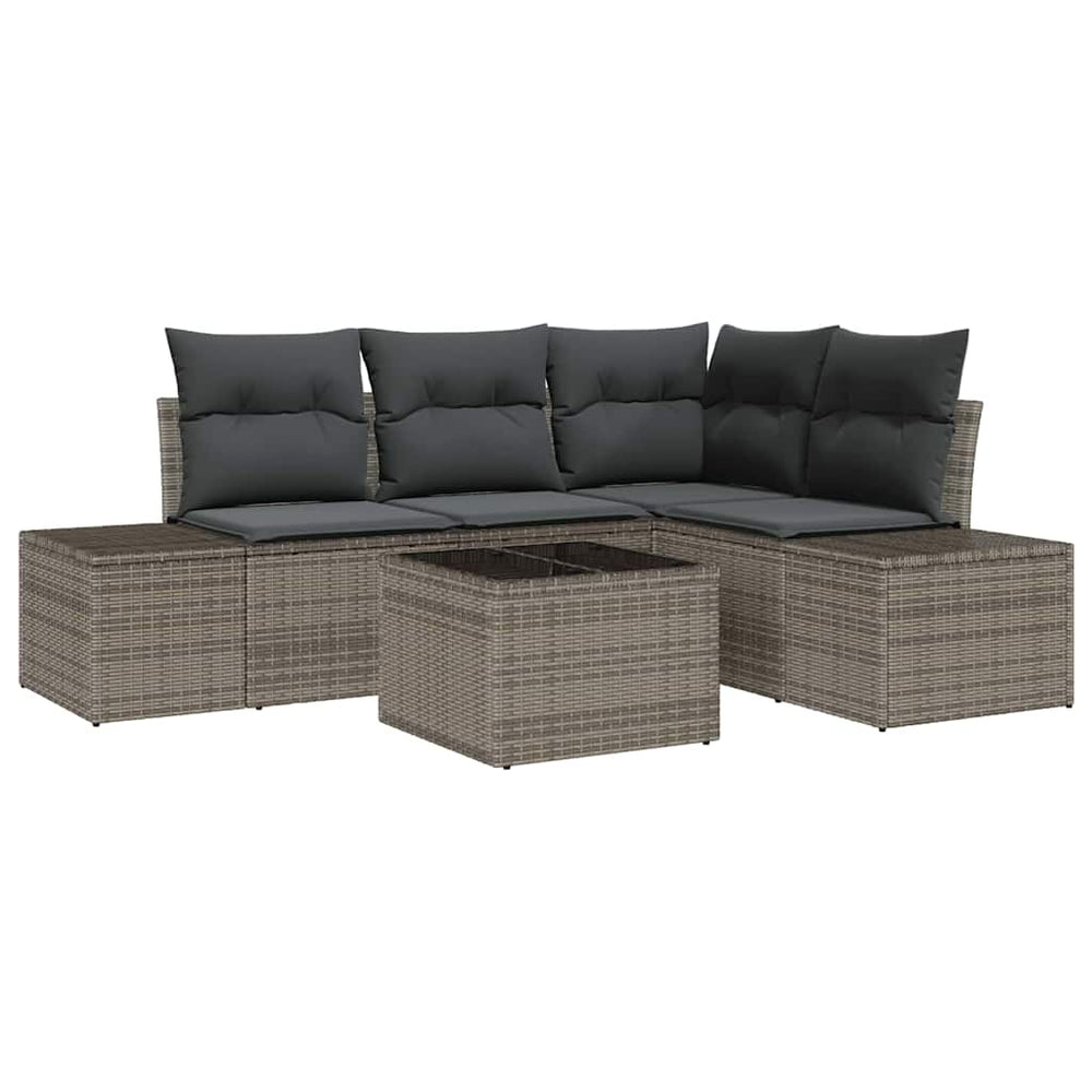 Gartensofa Set 5-teilig Grau Rattan