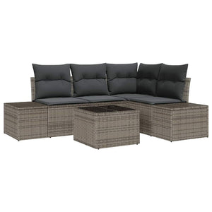 vidaXL Salon de jardin 5 pcs Gris Résine tressée