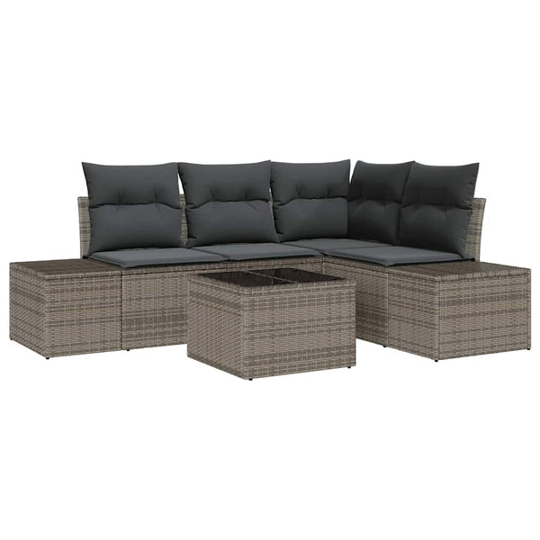 vidaXL Salon de jardin 5 pcs Gris Résine tressée