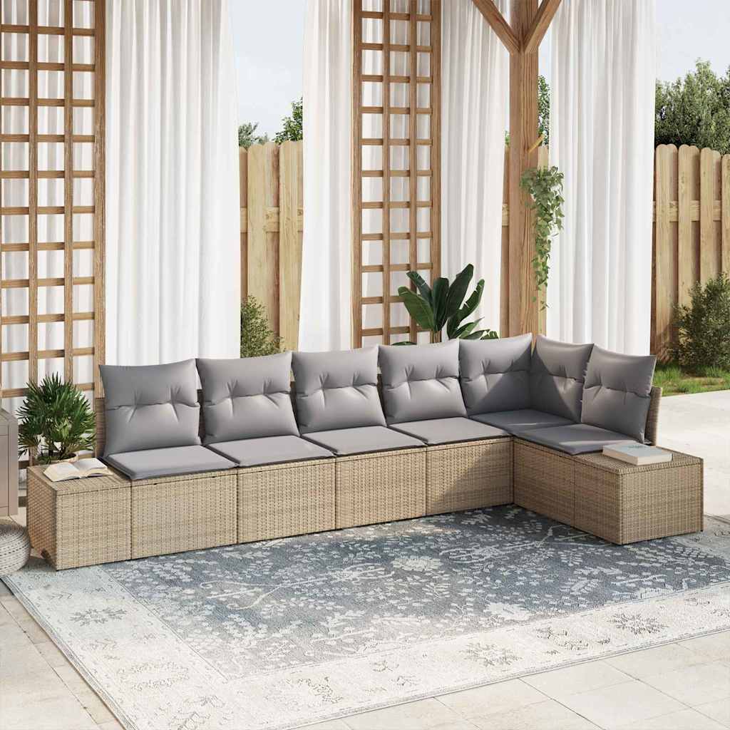 vidaXL Ensemble de canapés de jardin avec coussins 6 pcs Beige et Gris Résine tressée