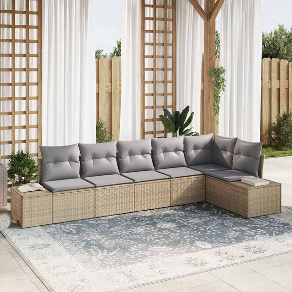 vidaXL Ensemble de canapés de jardin avec coussins 6 pcs Beige et Gris Résine tressée