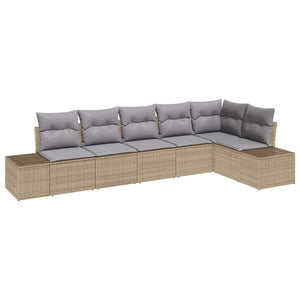 vidaXL Ensemble de canapés de jardin avec coussins 6 pcs Beige et Gris Résine tressée