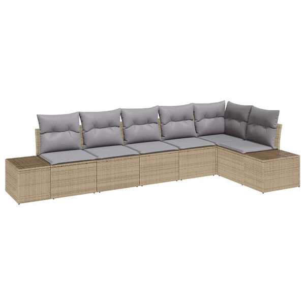 vidaXL Ensemble de canapés de jardin avec coussins 6 pcs Beige et Gris Résine tressée