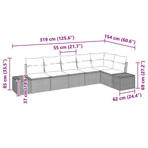 vidaXL Ensemble de canapés de jardin avec coussins 6 pcs Beige et Gris Résine tressée
