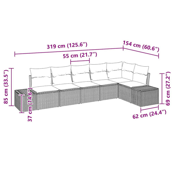 vidaXL Ensemble de canapés de jardin avec coussins 6 pcs Beige et Gris Résine tressée