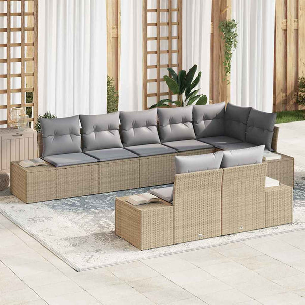 vidaXL Ensemble de canapés de jardin avec coussins 8 pcs Beige et Gris Résine tressée