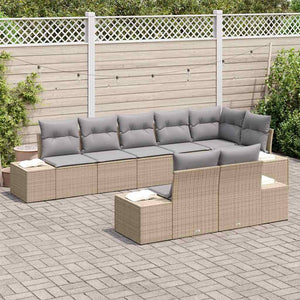 vidaXL Ensemble de canapés de jardin avec coussins 8 pcs Beige et Gris Résine tressée
