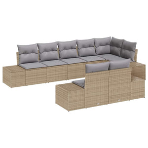vidaXL Ensemble de canapés de jardin avec coussins 8 pcs Beige et Gris Résine tressée