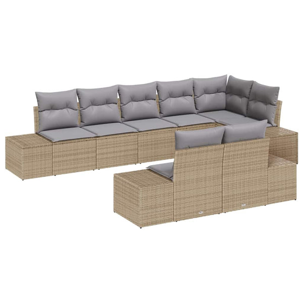 vidaXL Ensemble de canapés de jardin avec coussins 8 pcs Beige et Gris Résine tressée