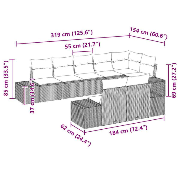 vidaXL Ensemble de canapés de jardin avec coussins 8 pcs Beige et Gris Résine tressée