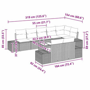 Gartensofa Set 9-teilig Beige Grau Poly Rattan