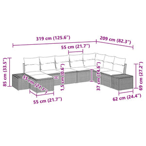 Poly Rattan Gartensofa Set mit Kissen