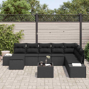 vidaXL Ensemble de canapés de jardin avec coussins 9 pcs Poly-rotin
