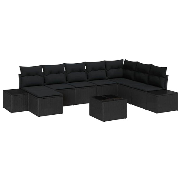vidaXL Ensemble de canapés de jardin avec coussins 9 pcs Poly-rotin
