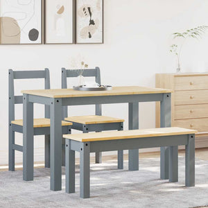 4-tlg. Essgruppe Grau Kiefer Massivholz