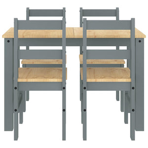5-teilige Essgruppe Grau Kiefer Massivholz