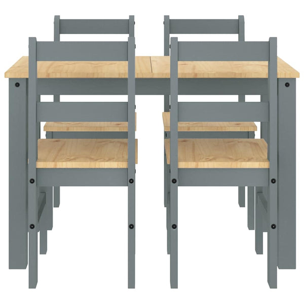 5-teilige Essgruppe Grau Kiefer Massivholz