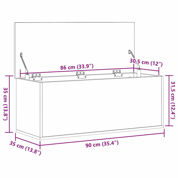 Aufbewahrungsbox Schwarz Eichen-Optik 90 cm