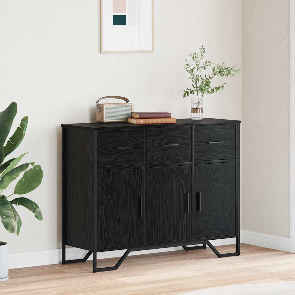 Schwarzes Sideboard Eichen-Optik, 97 cm