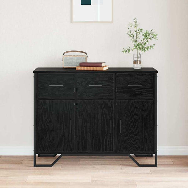 Schwarzes Sideboard Eichen-Optik, 97 cm