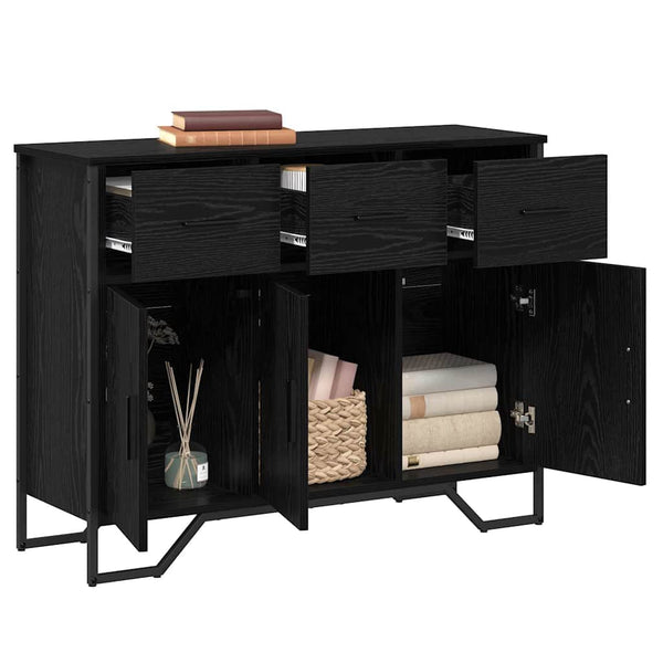 Schwarzes Sideboard Eichen-Optik, 97 cm