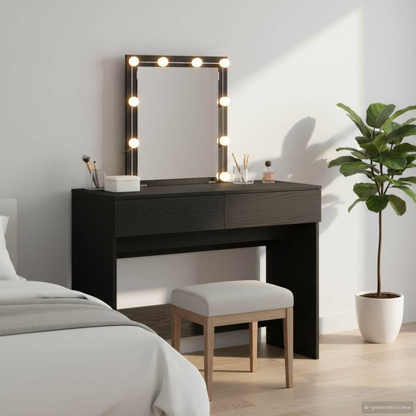 Schminktisch mit Spiegel Schwarz Eichenoptik