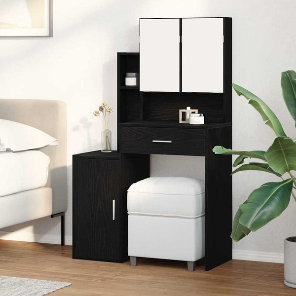 Schminktisch mit Regal, Schwarz/Eiche