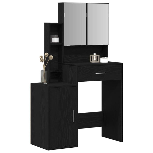 Schminktisch mit Regal, Schwarz/Eiche