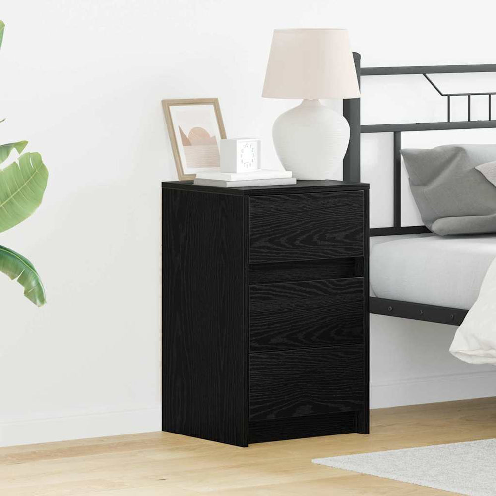 vidaXL Bedside Cabinet Black Oak Look 38 x 34 x 61 cm Engineered Wood
