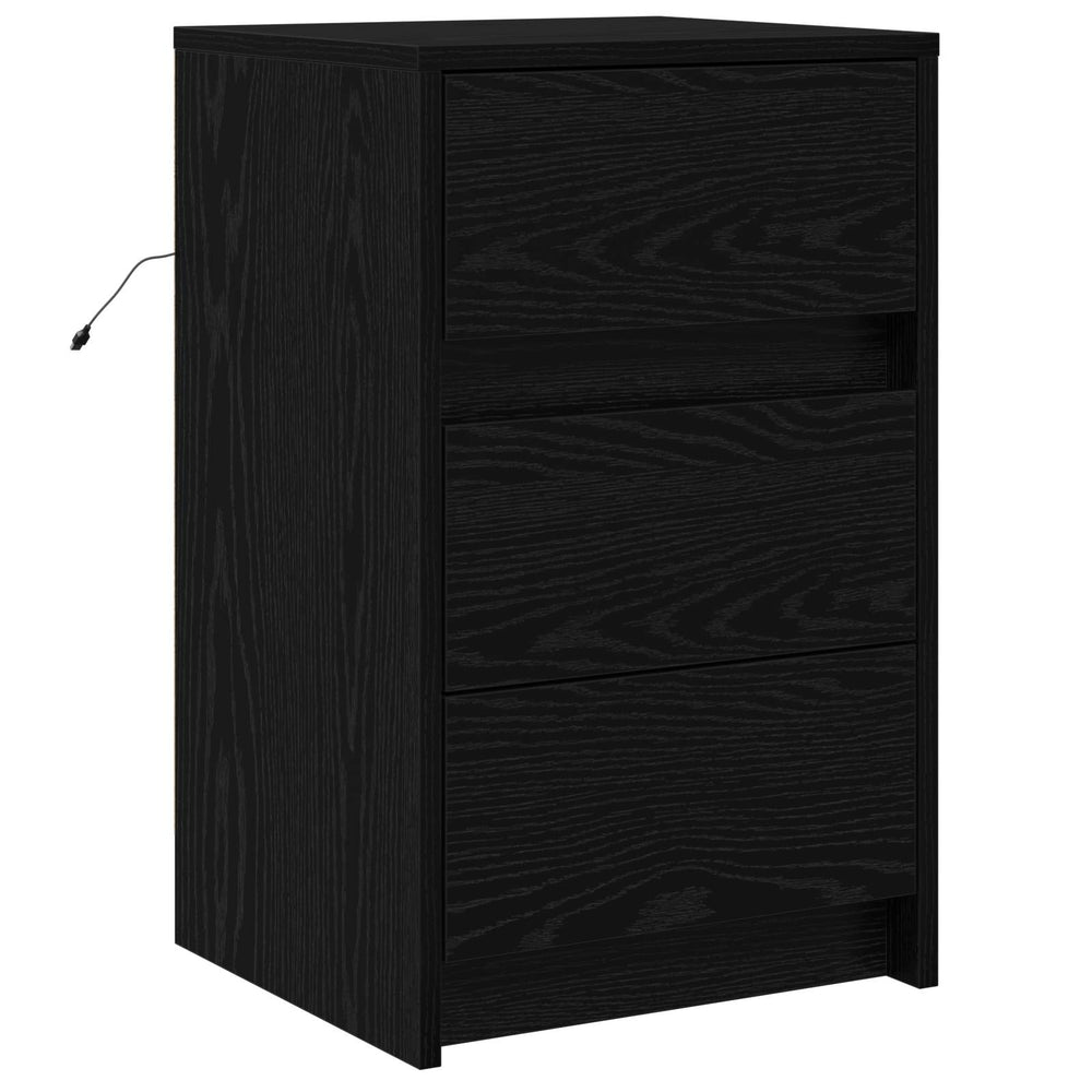 vidaXL Bedside Cabinet Black Oak Look 38 x 34 x 61 cm Engineered Wood