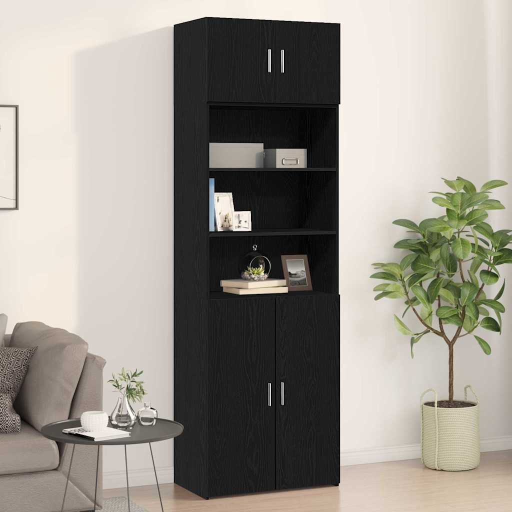 Wandmontierter Wandschrank Schwarz Eiche 70 cm