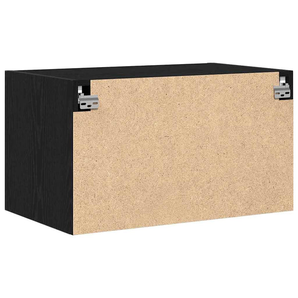 Wandmontierter Wandschrank Schwarz Eiche 70 cm