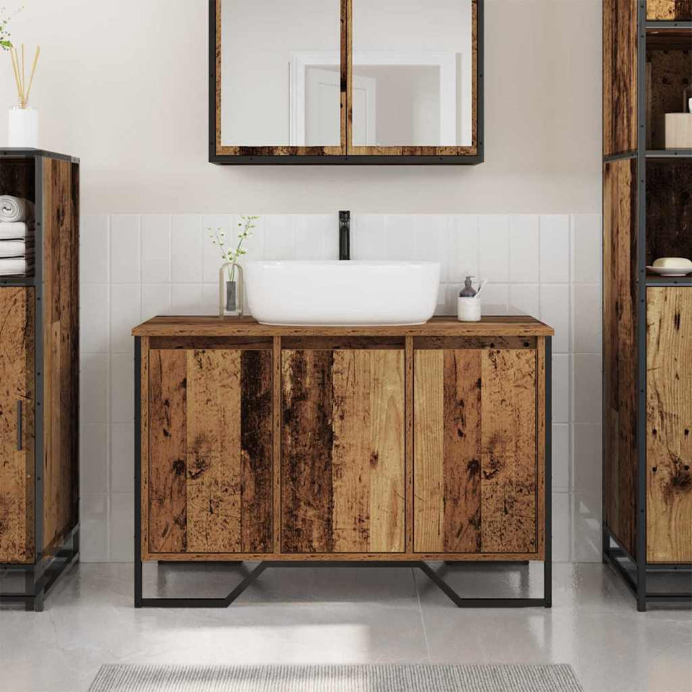 Waschbeckenunterschrank Altholz 91x35x60cm