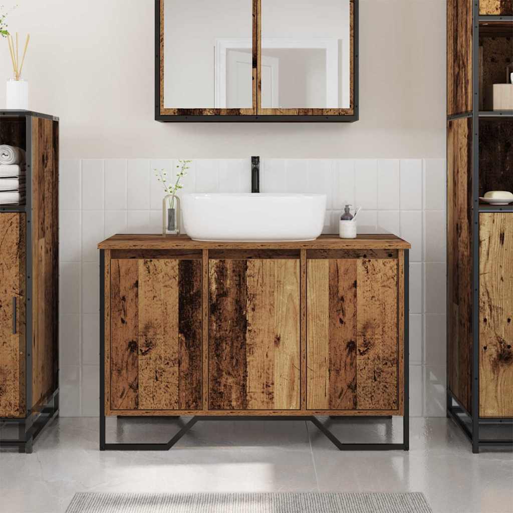 Waschbeckenunterschrank Altholz 91x35x60cm