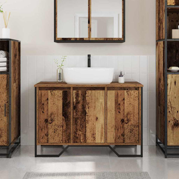 Waschbeckenunterschrank Altholz 91x35x60cm
