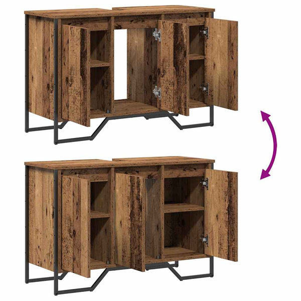 Waschbeckenunterschrank Altholz 91x35x60cm