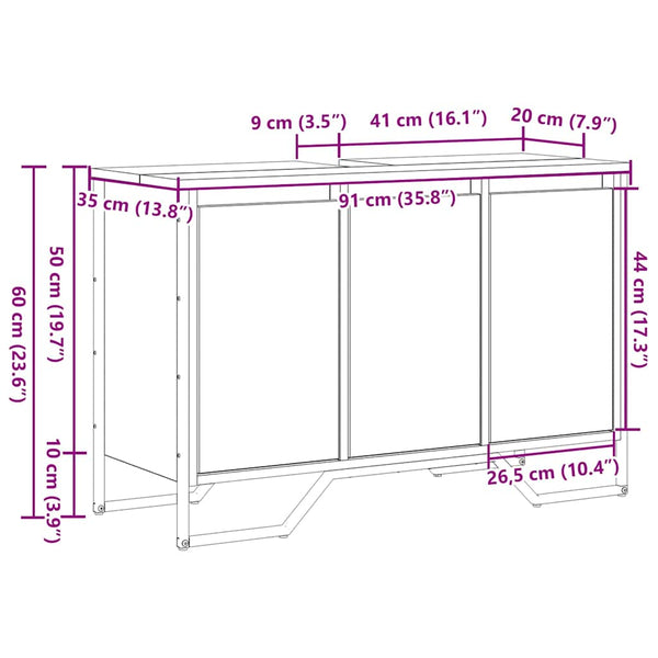 Waschbeckenschrank Artisan Eiche 91x35x60cm