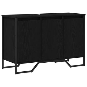 Waschbeckenschrank Schwarz Eichen-Optik 91x35x60 cm