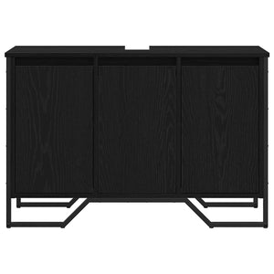 Waschbeckenschrank Schwarz Eichen-Optik 91x35x60 cm