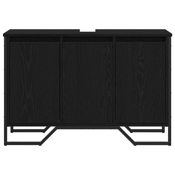 Waschbeckenschrank Schwarz Eichen-Optik 91x35x60 cm