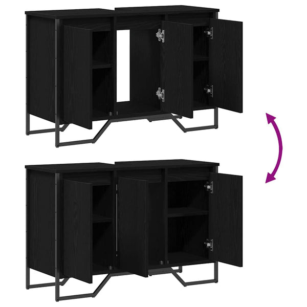 Waschbeckenschrank Schwarz Eichen-Optik 91x35x60 cm